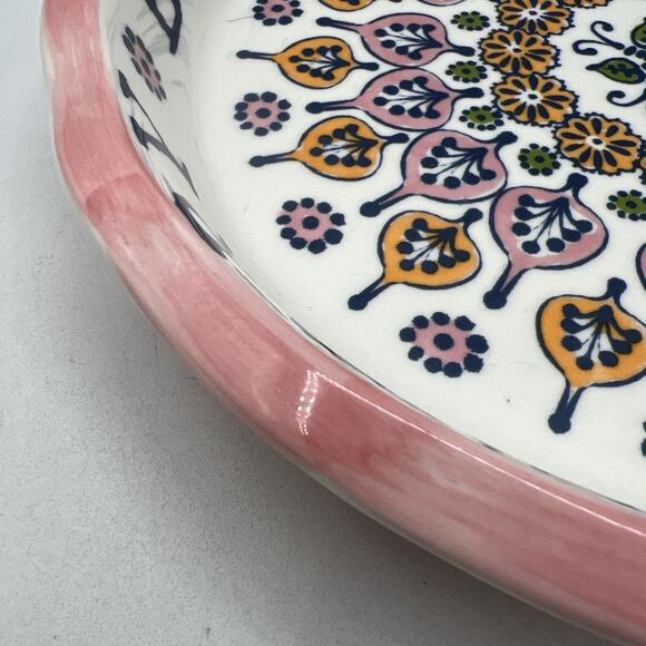 RARE Anthropologie Stoneware Strawberry Rhubarb Plum Pie Plate 10" Pink Orange - Picture 3 of 6